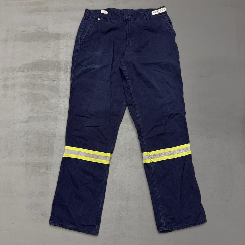 Carhartt‎ FR Work Pants Navy Blue Reflective Safety Tape 36x36